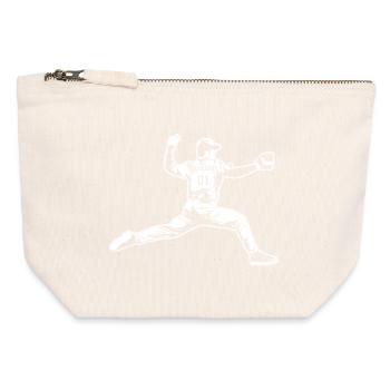 Lanceur de baseball - Pochette zippée en toile 12 x 13 cm - blanc naturel - Devant