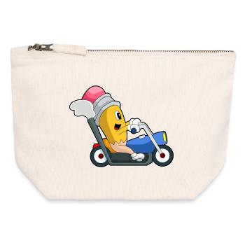 Bleistift Motorrad - Canvas Reißverschluss-Täschchen (12 x 13 cm) - Naturweiß - Vorne