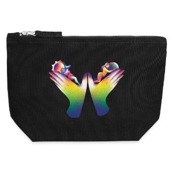 Rainbow Hands of Care - Canvas Zip Pouch 12 x 13 cm - black - Front