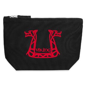 Red Viking Dragon - Canvas Zip Pouch 12 x 13 cm - black - Front