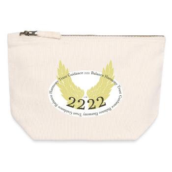 Angel wings with angel number 2222 - Canvas Zip Pouch 12 x 13 cm - nature - Front