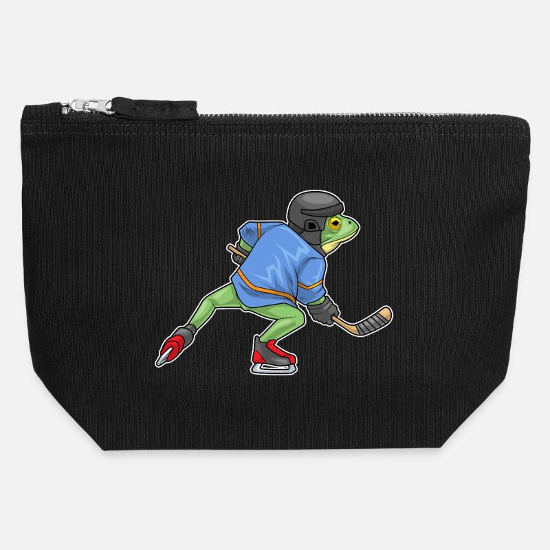 Frosch Eishockey Eishockeyschläger Sport - Canvas Zip Pouch 12 x 13 cm - black