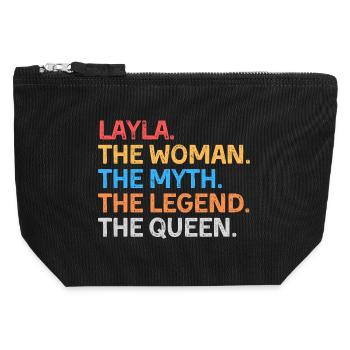 Layla Die Frau Der Mythos Die Legende Die Königin - Canvas Reißverschluss-Täschchen (12 x 13 cm) - Schwarz - Vorne
