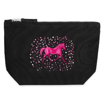 Pony stars - Canvas Zip Pouch 12 x 13 cm - black - Front