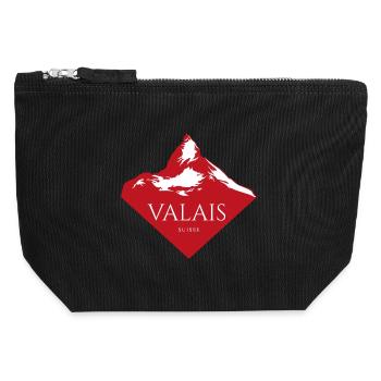 Logo rouge du Sommet du Mont Valais - Pochette zippée en toile 12 x 13 cm - noir - Devant