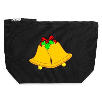 Zwei Kirchenglocken zu Weihnachten - Canvas Reißverschluss-Täschchen (12 x 13 cm) - Schwarz - Vorne