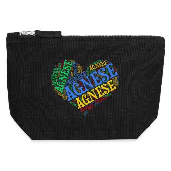 T-Shirt Agnese Wort Wolke Herz Geschenkidee - Canvas Reißverschluss-Täschchen (12 x 13 cm) - Schwarz - Vorne