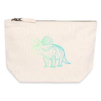 Triceratops Dinosaur Drawing Gradient Blue Green - Canvas Zip Pouch 12 x 13 cm - nature - Front