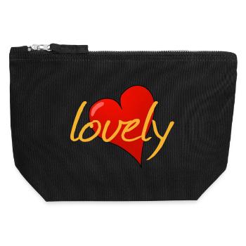 LOVELY - Canvas Zip Pouch 12 x 13 cm - black - Front