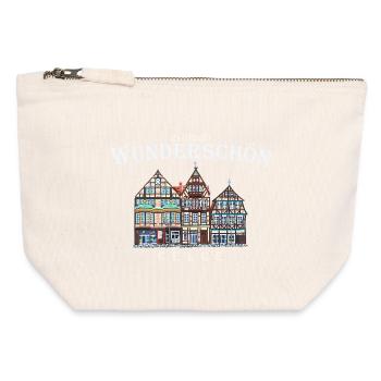 Celle, Basse-Saxe, Maisons à colombages, Allemagne - Pochette zippée en toile 12 x 13 cm - blanc naturel - Devant