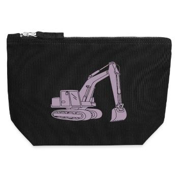 Pelle Silhouette Opérateur d’engins de construction Génie civil - Pochette zippée en toile 12 x 13 cm - noir - Devant