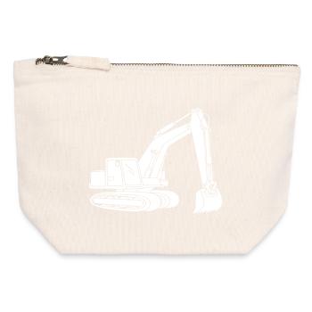 Pelle Silhouette Opérateur d’engins de construction Génie civil - Pochette zippée en toile 12 x 13 cm - blanc naturel - Devant
