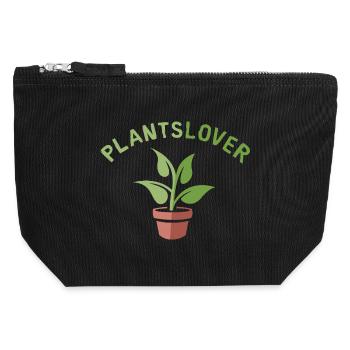 Pflanzenliebe mit Topfpflanze im Cartoon Stil - Canvas Reißverschluss-Täschchen (12 x 13 cm) - Schwarz - Vorne