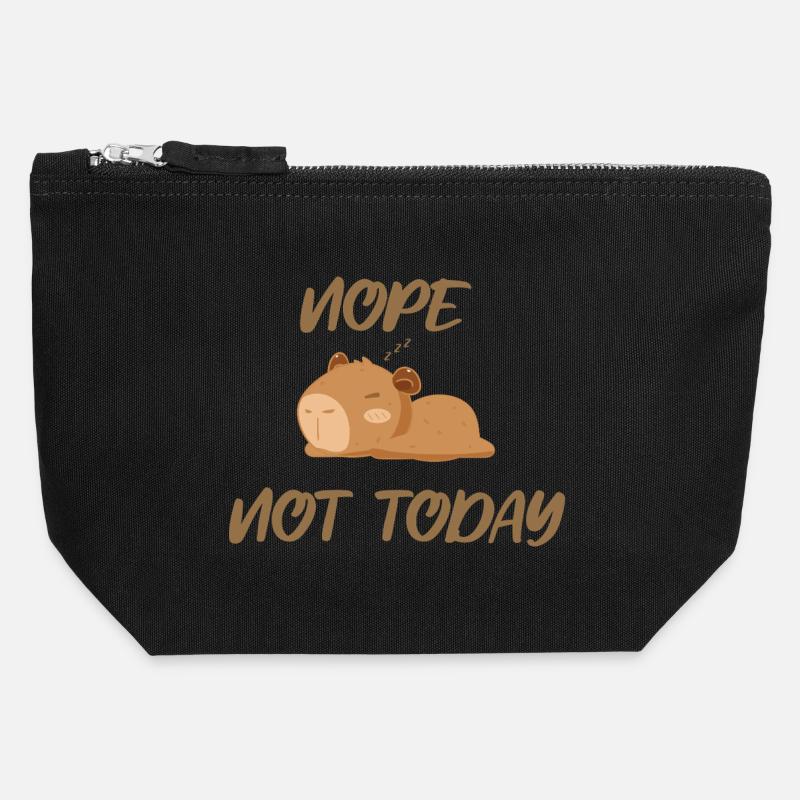 Nope not today capybara - Canvas Zip Pouch 12 x 13 cm - black