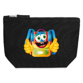 Cartable de dessin animé amusant avec pouces vers le haut - Pochette zippée en toile 12 x 13 cm - noir - Devant