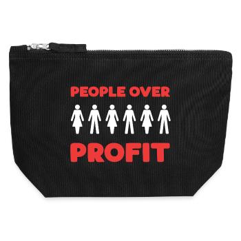 People Over Profit - Canvas Zip Pouch 12 x 13 cm - black - Front