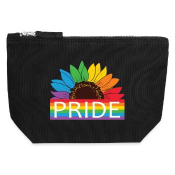 Fierté Tournesol Arc-en-ciel - Pochette zippée en toile 12 x 13 cm - noir - Devant
