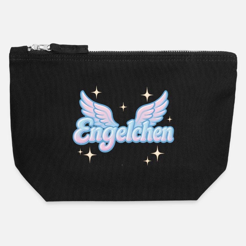 Little Angel / Y2K Statement Nickname Design - Canvas Zip Pouch 12 x 13 cm - black