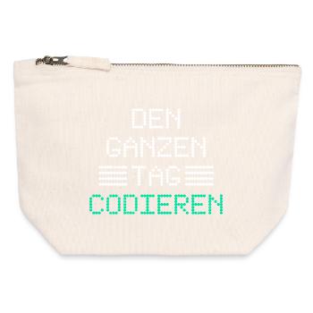 Nerd Computer CODING ALL DAY FUNNY - Canvas Zip Pouch 12 x 13 cm - nature - Front