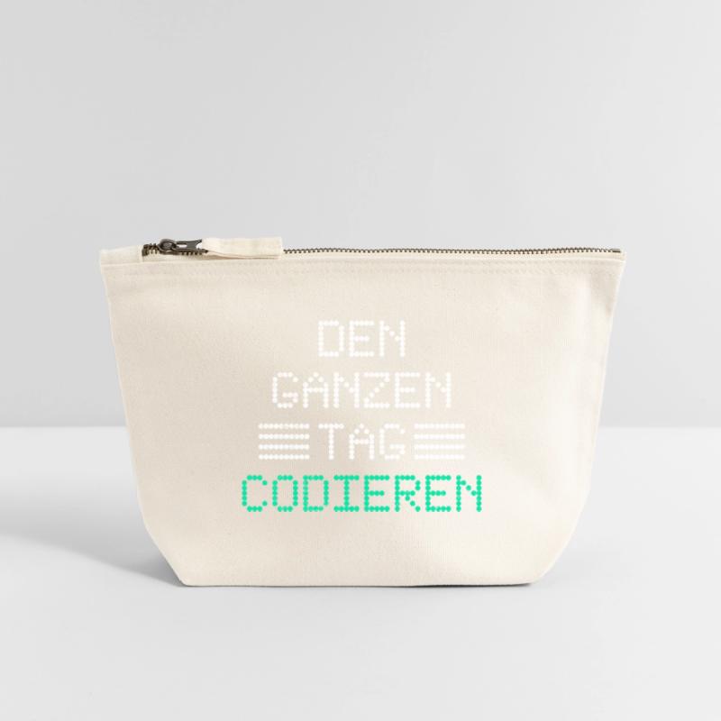 Nerd Computer CODING ALL DAY FUNNY Canvas Zip Pouch 12 x 13 cm