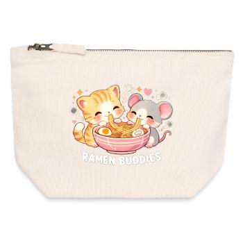 Ramen Cat - Canvas Zip Pouch 12 x 13 cm - nature - Front