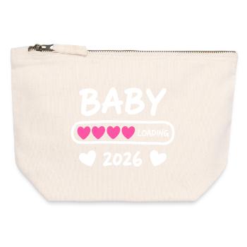 Baby Loading 2026 Parents enceintes - Pochette zippée en toile 12 x 13 cm - blanc naturel - Devant