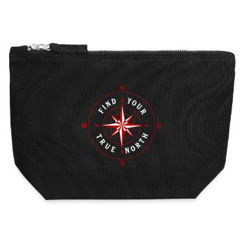Find Your True North Kompass Kompassrose Symbol - Canvas Reißverschluss-Täschchen (12 x 13 cm) - Schwarz - Vorne