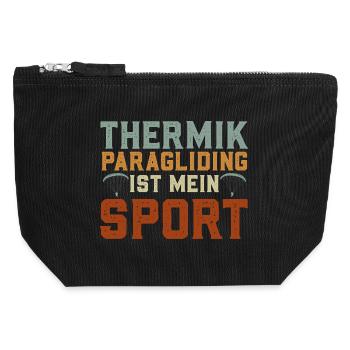 Gleitschirm THERMIK PARAGLIDING IST MEIN SPORT - Canvas Reißverschluss-Täschchen (12 x 13 cm) - Schwarz - Vorne