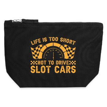 Slot Car Short Life Drive Slot Car Drag Racing - Canvas Reißverschluss-Täschchen (12 x 13 cm) - Schwarz - Vorne