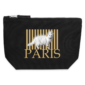 Paris Punk Katze Langhaar - Canvas Reißverschluss-Täschchen (12 x 13 cm) - Schwarz - Vorne