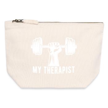 My Therapist Dumbbell Gym Body Building Funny - Canvas Zip Pouch 12 x 13 cm - nature - Front