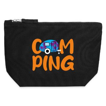 Camping Caravan Palmen Quotes Urlaub Wohnwagen Fan - Canvas Reißverschluss-Täschchen (12 x 13 cm) - Schwarz - Vorne