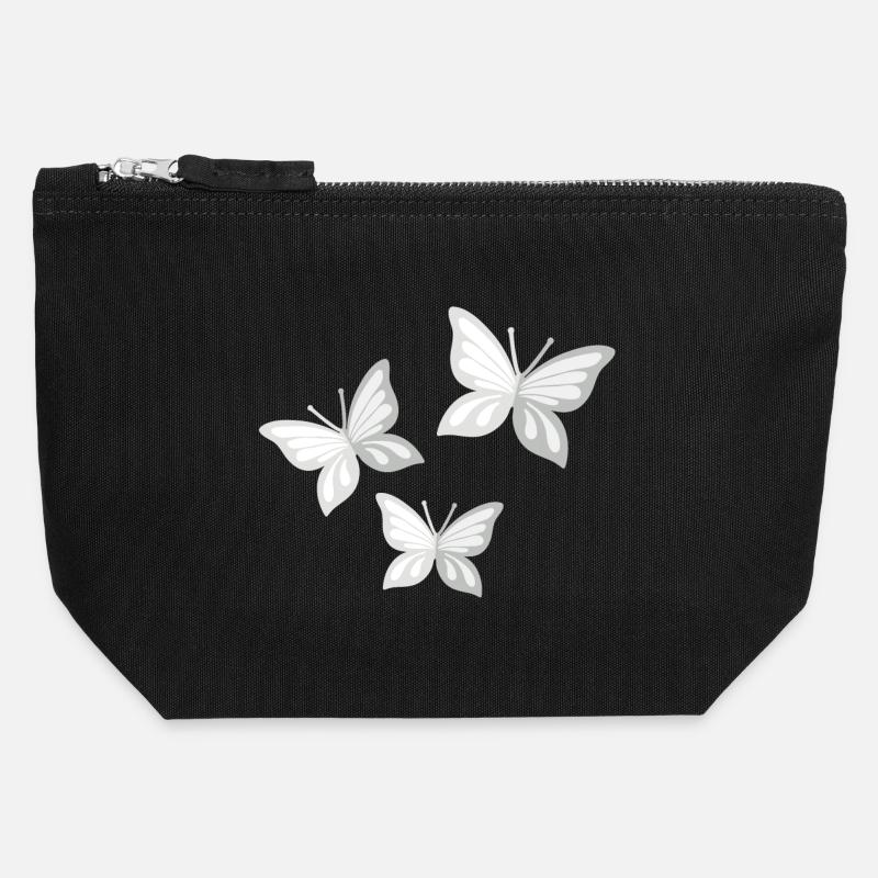 butterfly; Butterfly - Canvas Zip Pouch 12 x 13 cm - black
