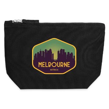 Coucher de soleil sur les toits de Melbourne - Pochette zippée en toile 12 x 13 cm - noir - Devant