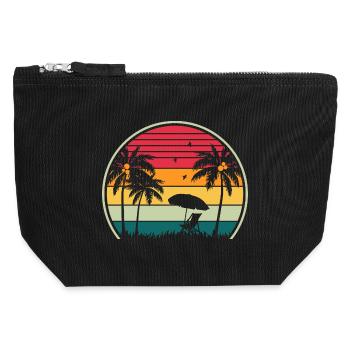 Retro Beach Sunset - Canvas Zip Pouch 12 x 13 cm - black - Front