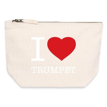 I LOVE TRUMPET - Canvas Reißverschluss-Täschchen (12 x 13 cm) - Naturweiß - Vorne