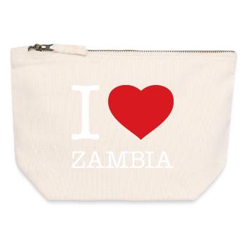 I LOVE ZAMBIA Sambia - Canvas Reißverschluss-Täschchen (12 x 13 cm) - Naturweiß - Vorne