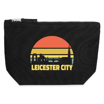 Leicester City Retro Skyline Silhouette - Canvas Zip Pouch 12 x 13 cm - black - Front