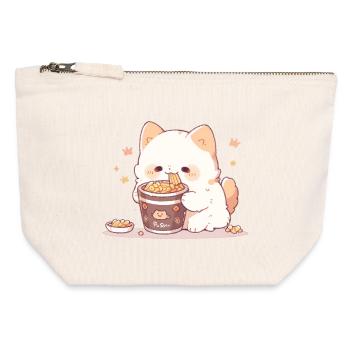 Spaghetti-Katzen - Katze hat Spaß mit der Vergangenheit - Canvas Reißverschluss-Täschchen (12 x 13 cm) - Naturweiß - Vorne