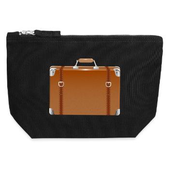 Vintage style brown suitcase -retro travel look - Canvas Zip Pouch 12 x 13 cm - black - Front
