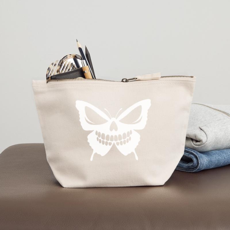 Conception complexe de crâne de papillon Pochette zippée en toile 12 x 13 cm