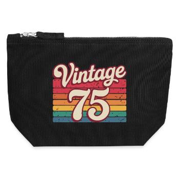 Vintage 75 Retro Design 70er Jahre - Canvas Reißverschluss-Täschchen (12 x 13 cm) - Schwarz - Vorne