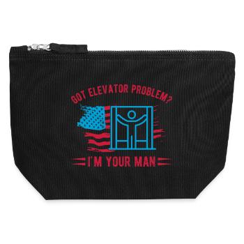 Elevator Technician I ́m Your Man Engineer USA Gift - Canvas Zip Pouch 12 x 13 cm - black - Front