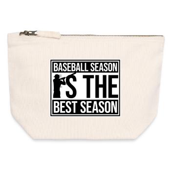 La saison de baseball est la meilleure saison des sports de fans - Pochette zippée en toile 12 x 13 cm - blanc naturel - Devant