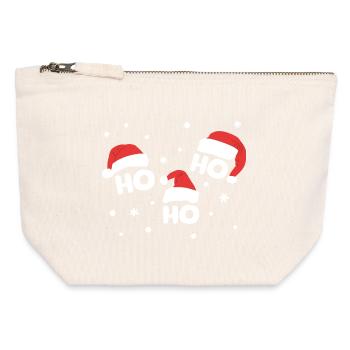 HO HO HO mit Weihnachtsmützen Weihnachtsmann - Canvas Reißverschluss-Täschchen (12 x 13 cm) - Naturweiß - Vorne