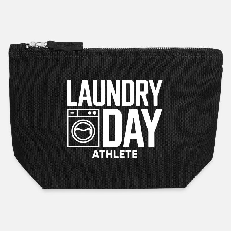 Laundry Day Athlete Wäsche Humor - Canvas Zip Pouch 12 x 13 cm - black