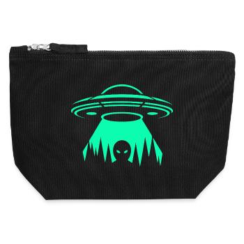 UFO-Neon-Entführung - Canvas Reißverschluss-Täschchen (12 x 13 cm) - Schwarz - Vorne