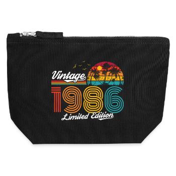 Édition limitée vintage des années 1980 - Pochette zippée en toile 12 x 13 cm - noir - Devant