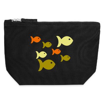 Fish School of Fish - Canvas Zip Pouch 12 x 13 cm - black - Front