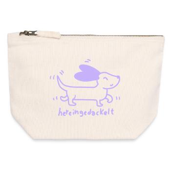 Dackel – Hereingedackt - Canvas Reißverschluss-Täschchen (12 x 13 cm) - Naturweiß - Vorne